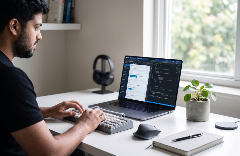 sonit working on computer